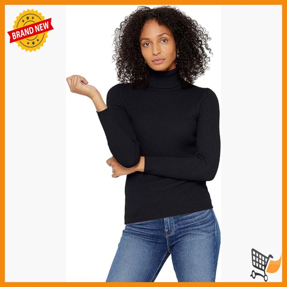 Pure Cashmere Ribbed Turtleneck Sweater Long Sleeve Pullover Women's